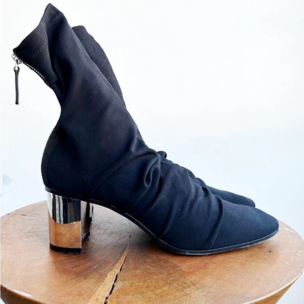 Emilio Pucci sock stretchy boot with mirror silver heel